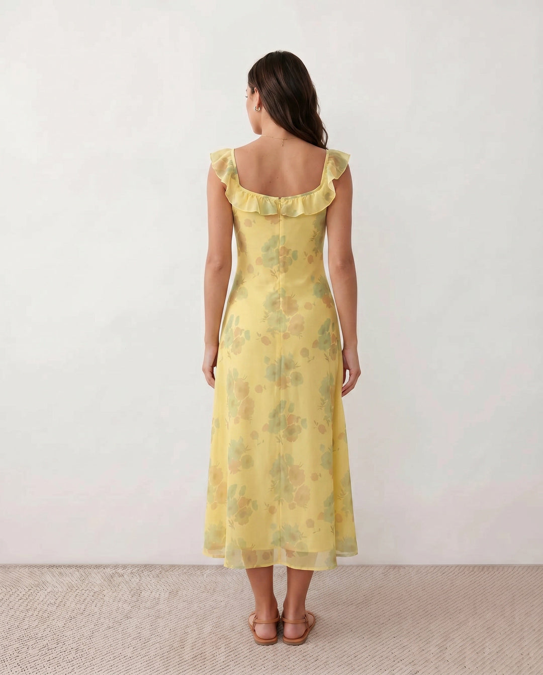 Celeste | Low Back Floral Wedding Guest Midi Dress