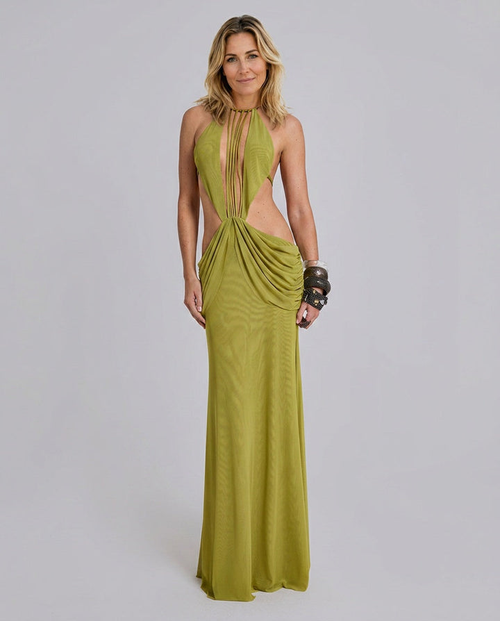 Beatrix | Mesh Cut-Out Backless Maxi Dress