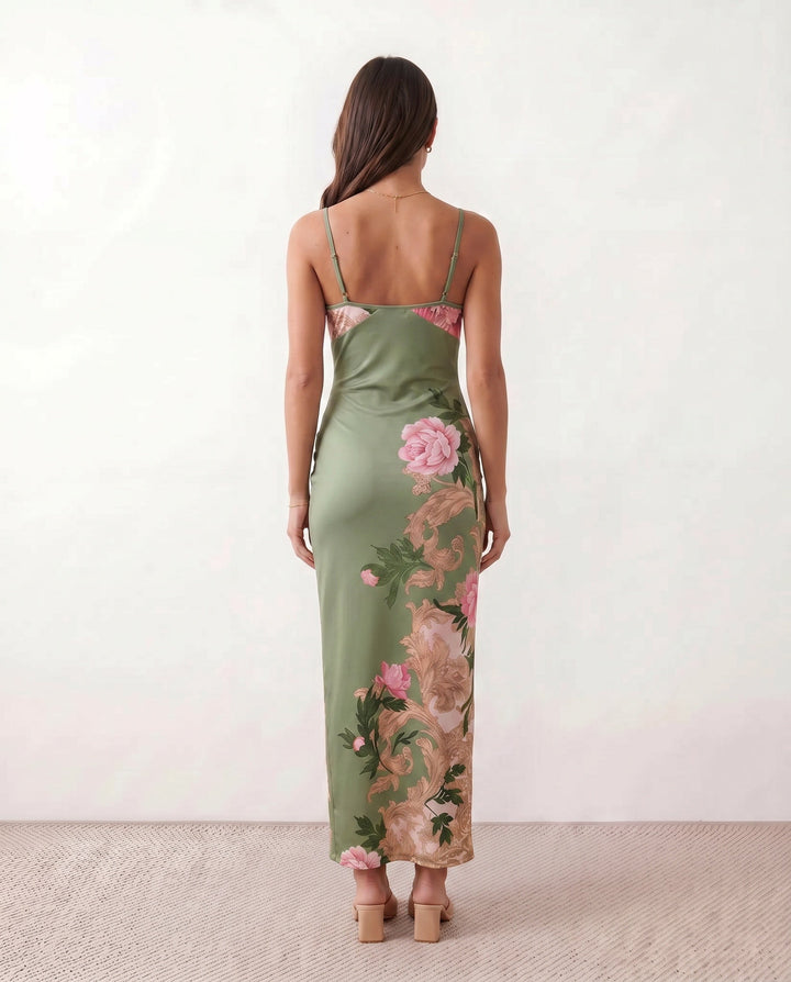 Coralie | Floral Satin-Look Slip Maxi Dress