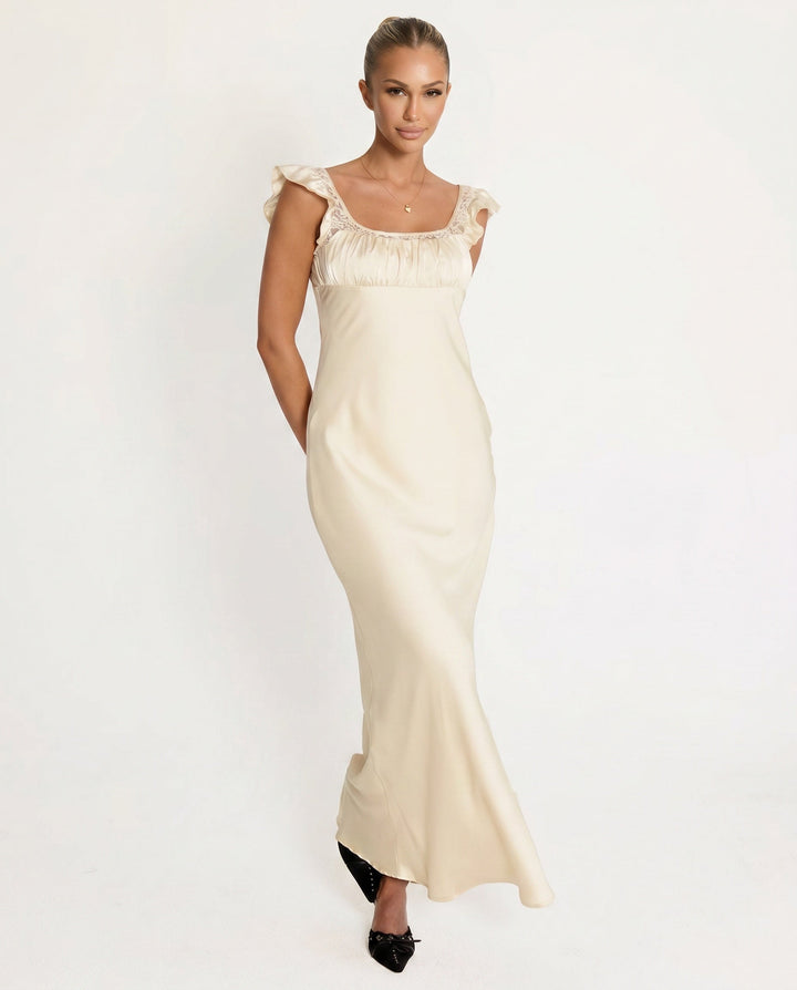 Adelie | Champagne Maxi with Draped Silhouette