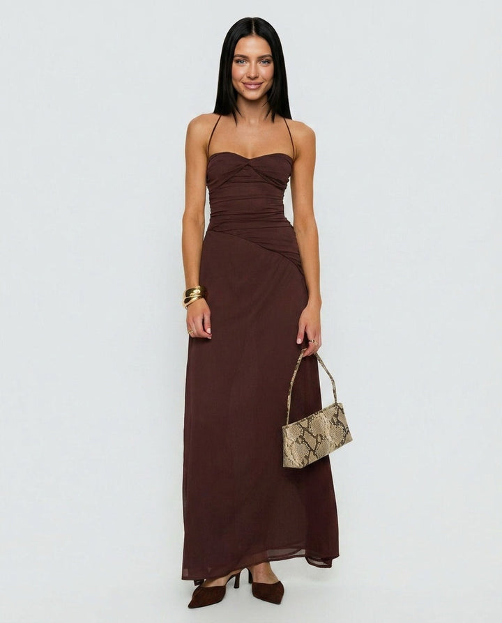 Kamila | Halter Neck Chiffon Maxi Dress