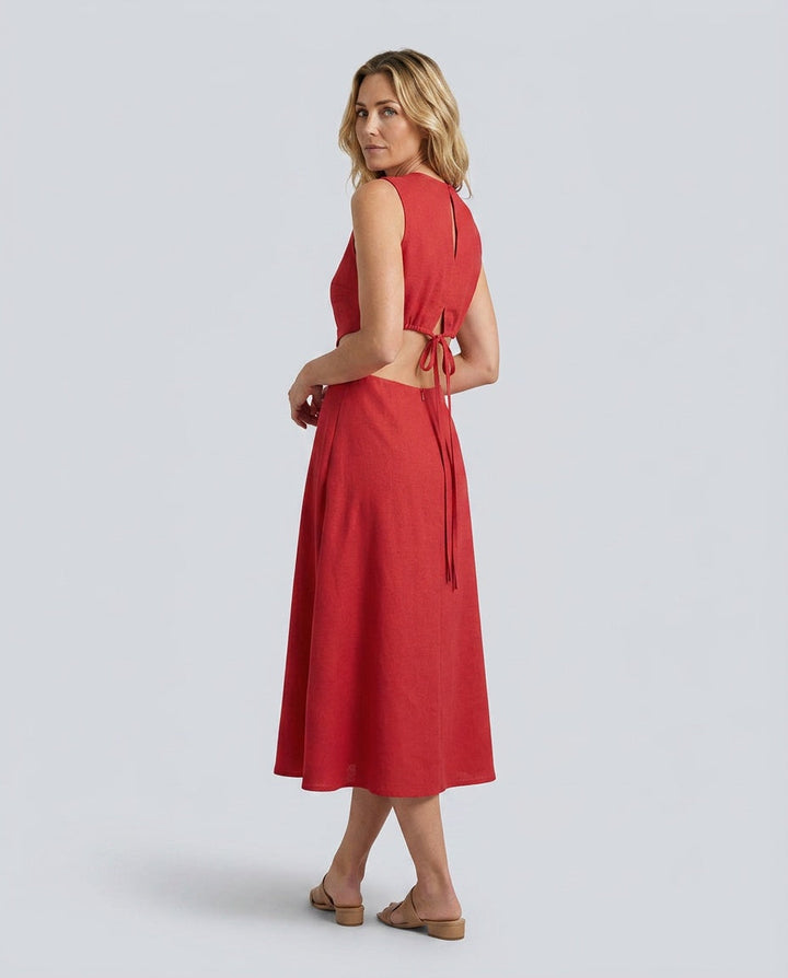 Priya | Round Neck Cut-Out Midi Dress