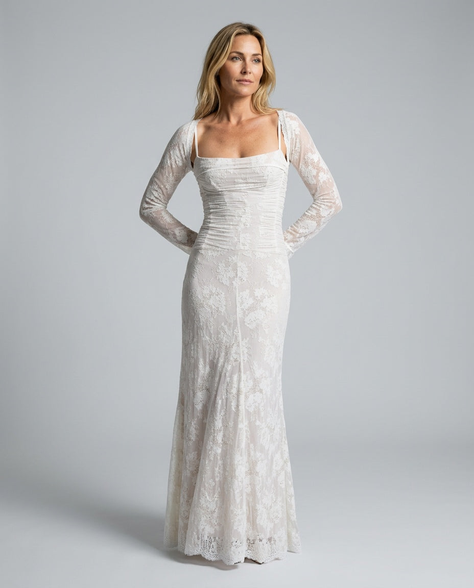 Livilla | Long Lace Wedding Guest Maxi Dress