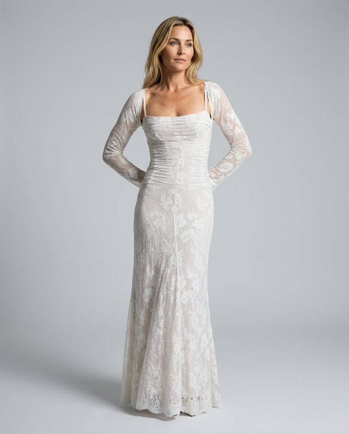 Livilla | Long Lace Wedding Guest Maxi Dress