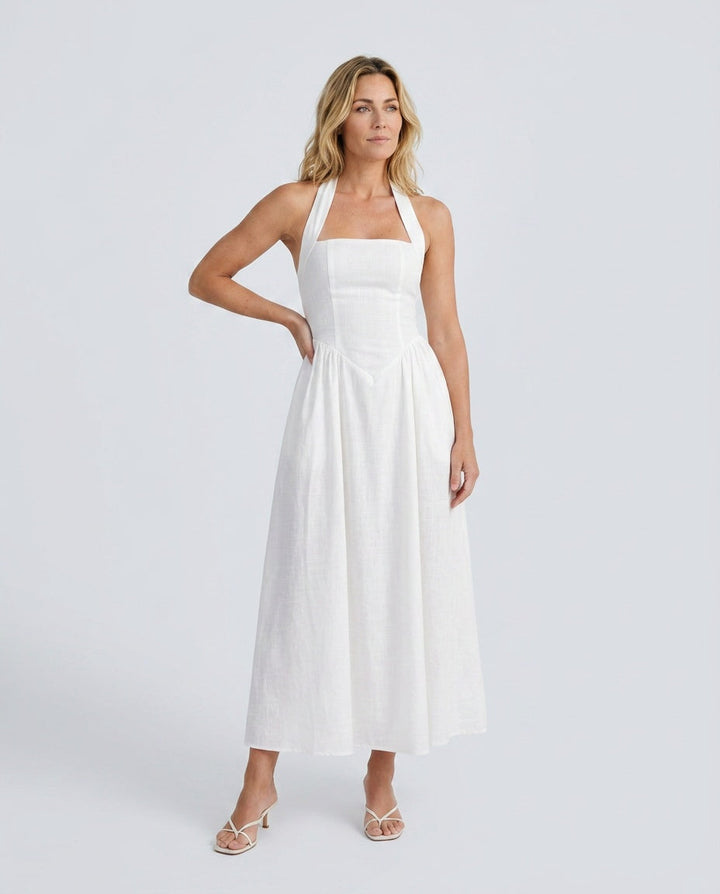 Aurelia | Basque Waist Halter Maxi Dress