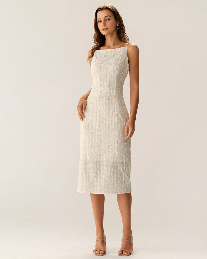 Anouk | Beaded Textured Slip Midi Dress