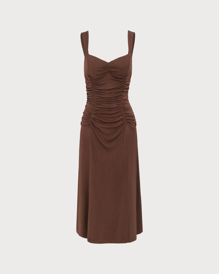 Paige | Ruched Knit Spaghetti Strap Midi Dress