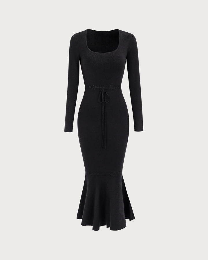 Cleona | Square Neck Mermaid Jumper Maxi Dress