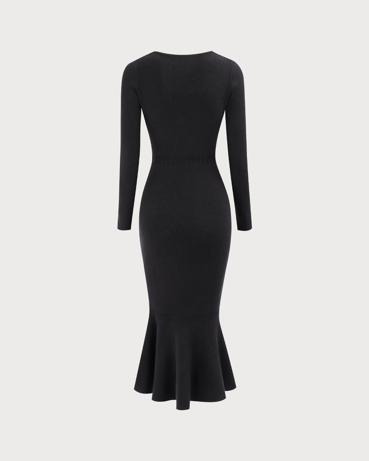 Cleona | Square Neck Mermaid Jumper Maxi Dress