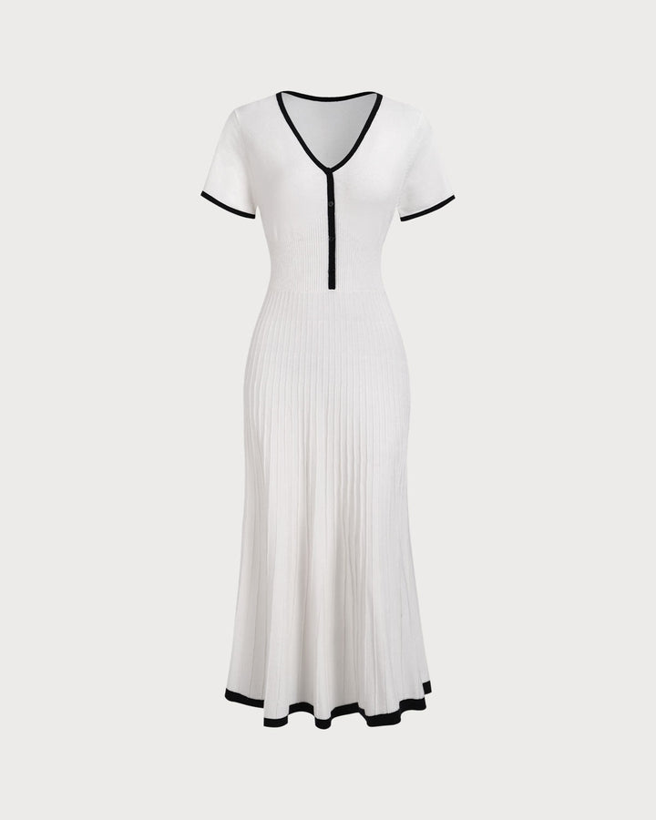 Mabel | Contrast Knit Jumper Midi Dress