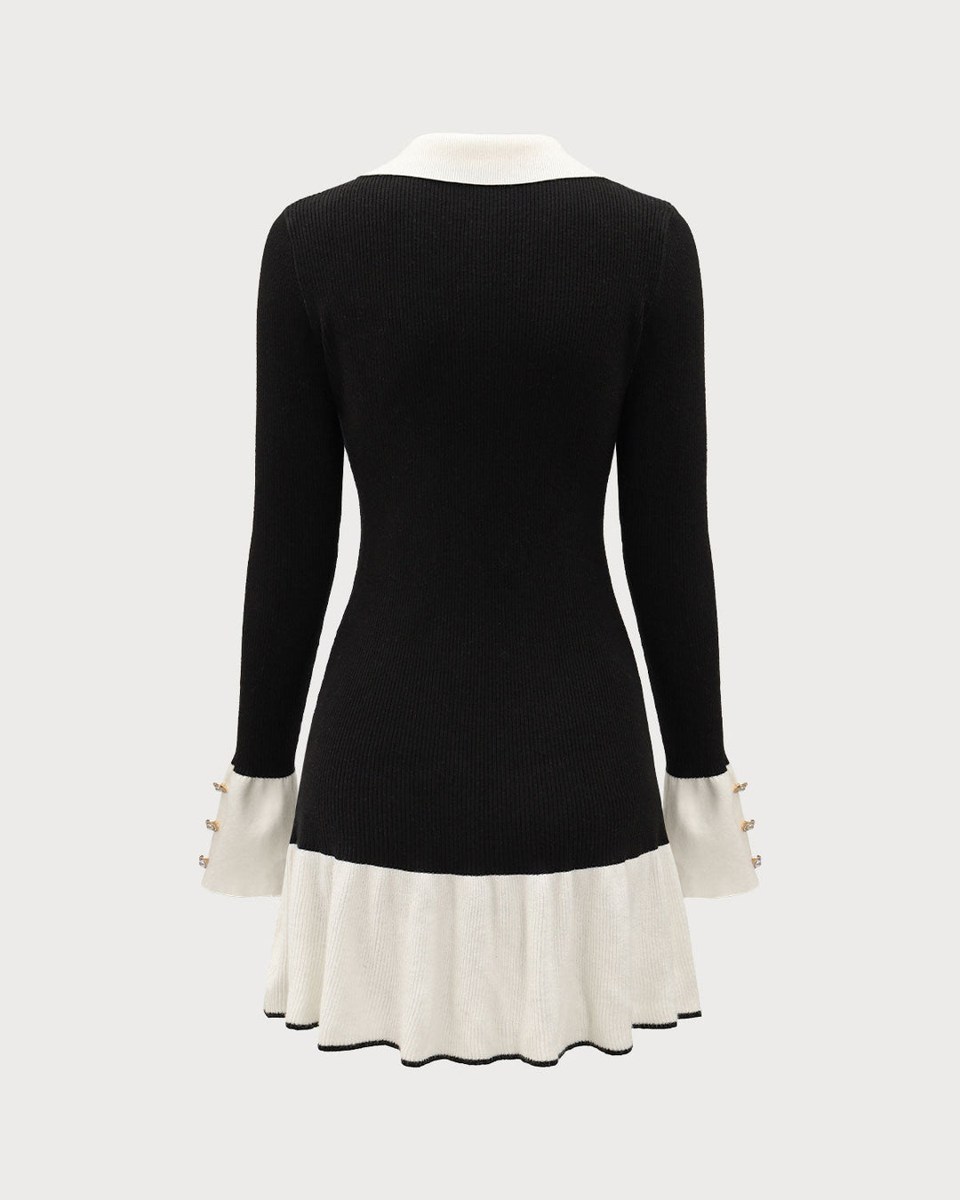 Ivy | Contrast Bell Sleeve Knit Midi Dress