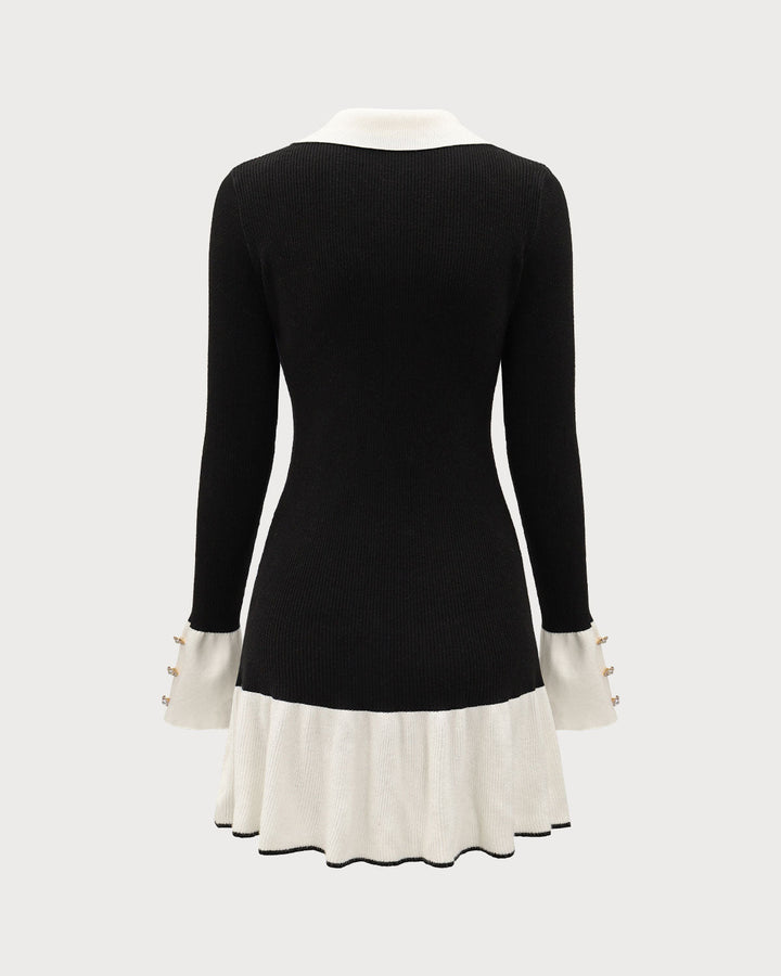 Ivy | Contrast Bell Sleeve Knit Midi Dress