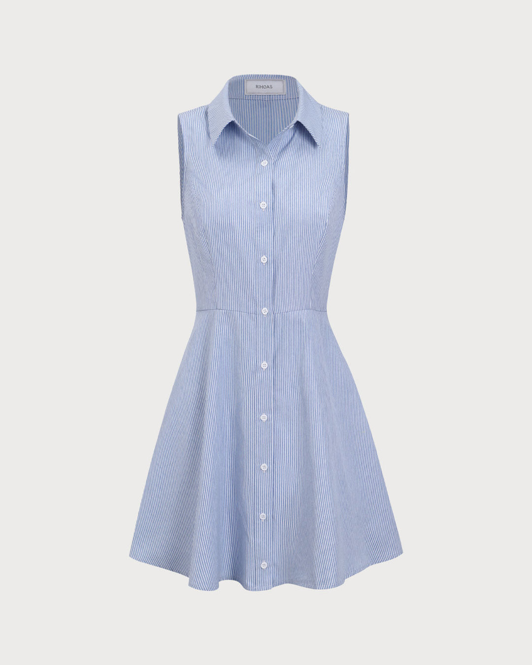 Delphine | Blue Striped Button Mini Dress
