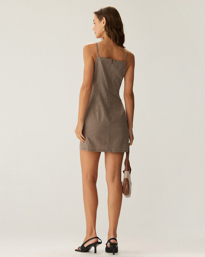 Leona | Gingham Spaghetti Strap Mini Dress