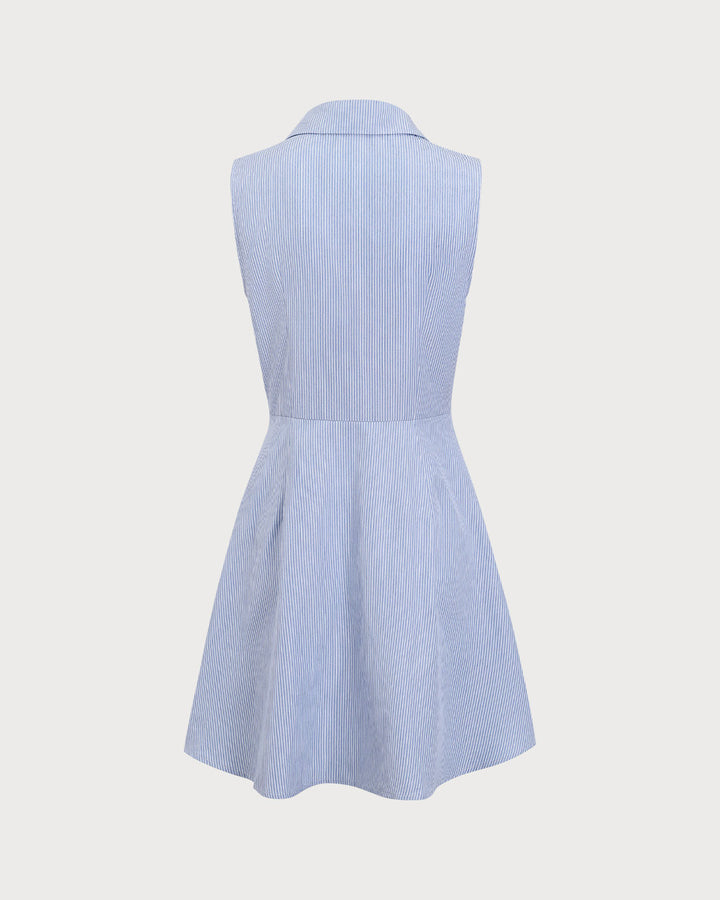 Delphine | Blue Striped Button Mini Dress