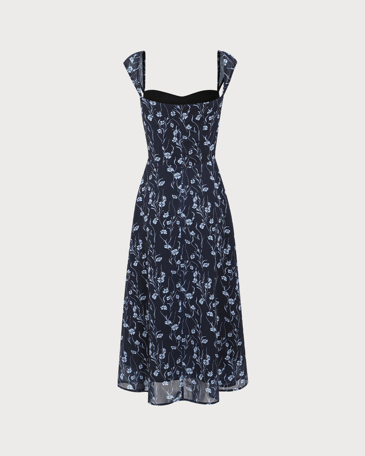 Margot | Floral Sweetheart Midi Dress