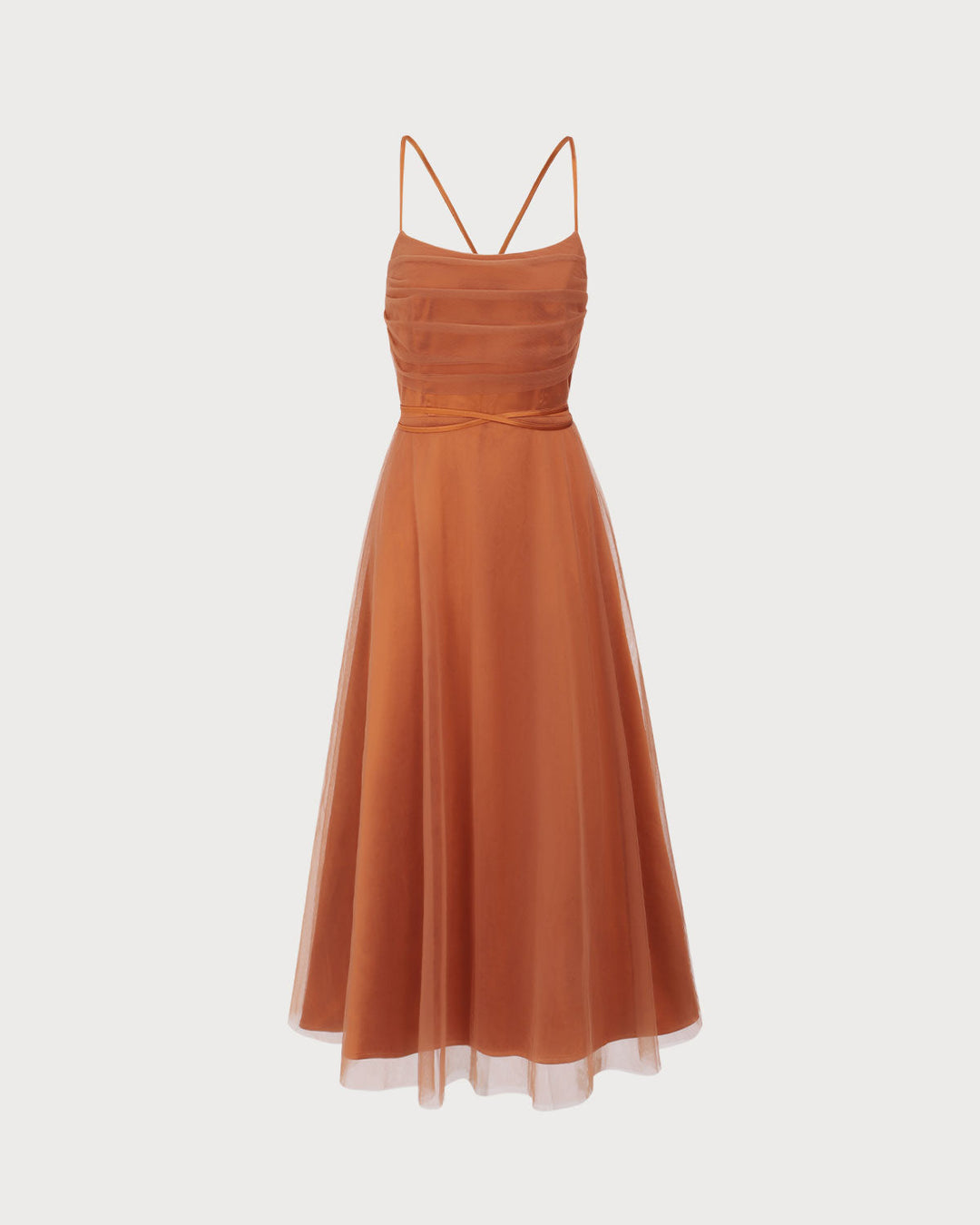 Selene | Spaghetti Strap Flowy Mesh Midi Dress