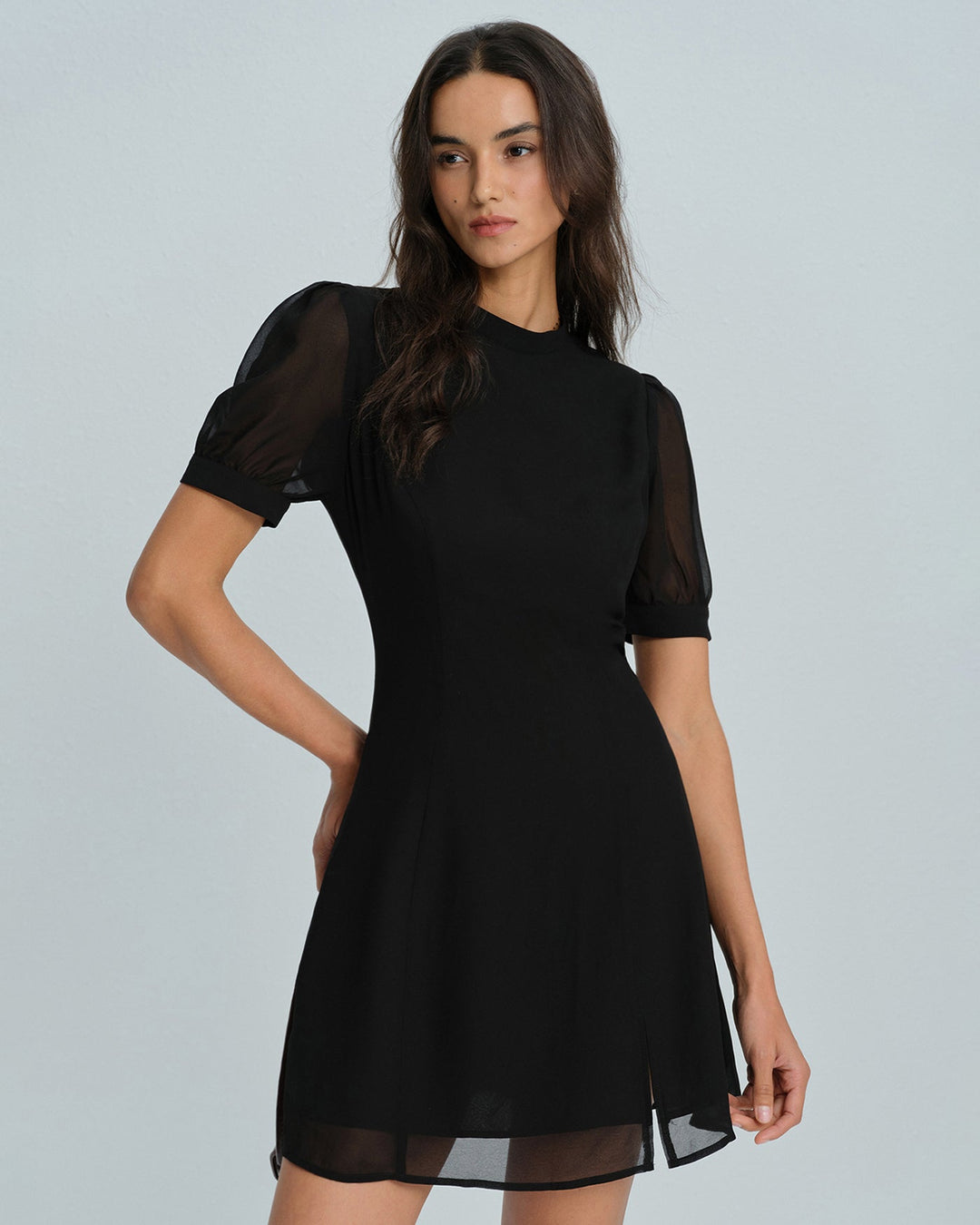 Delphine | Mock Neck Fitted Mini Dress
