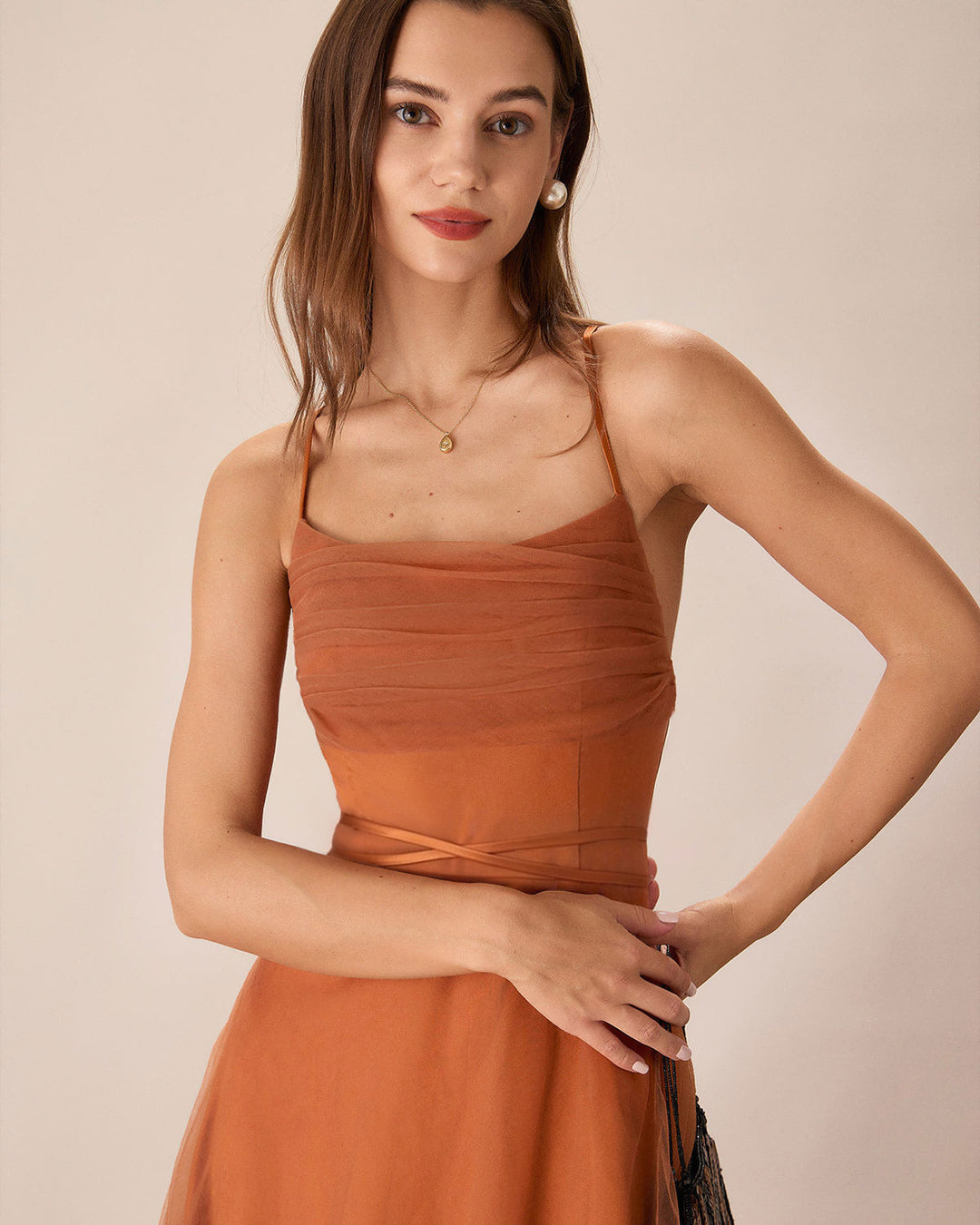 Selene | Spaghetti Strap Flowy Mesh Midi Dress