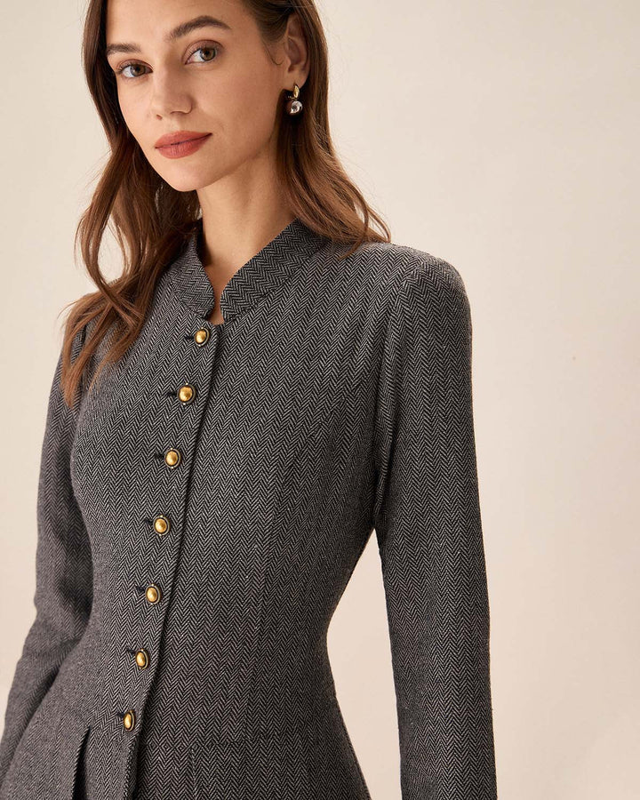 Naia | Button-Front Pleated Mini Dress