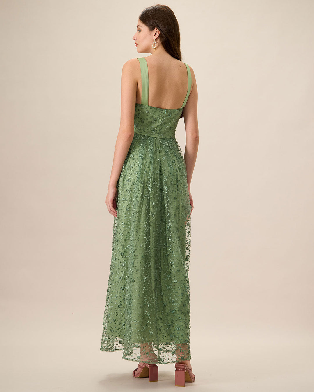 Fenna | Embroidery Mesh Slip Maxi Dress