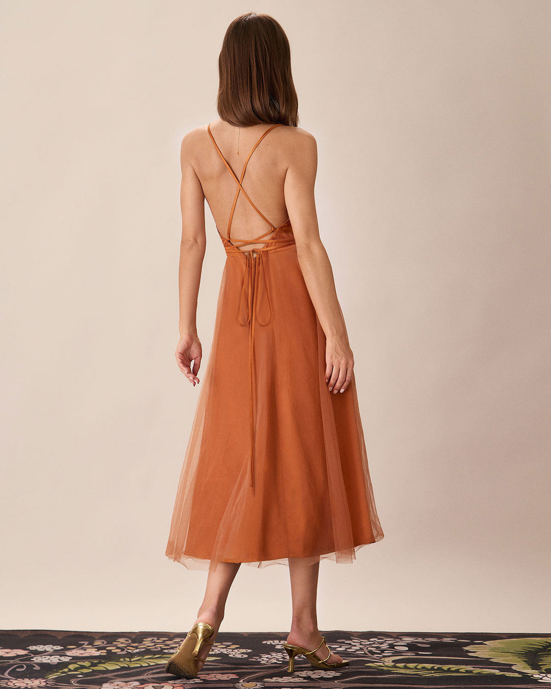 Selene | Spaghetti Strap Flowy Mesh Midi Dress
