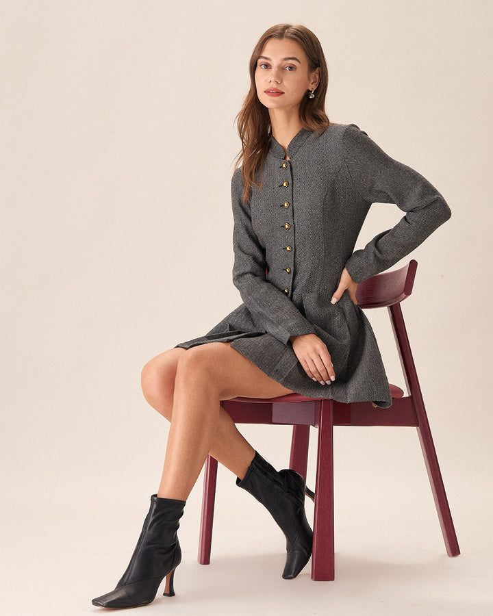 Naia | Button-Front Pleated Mini Dress