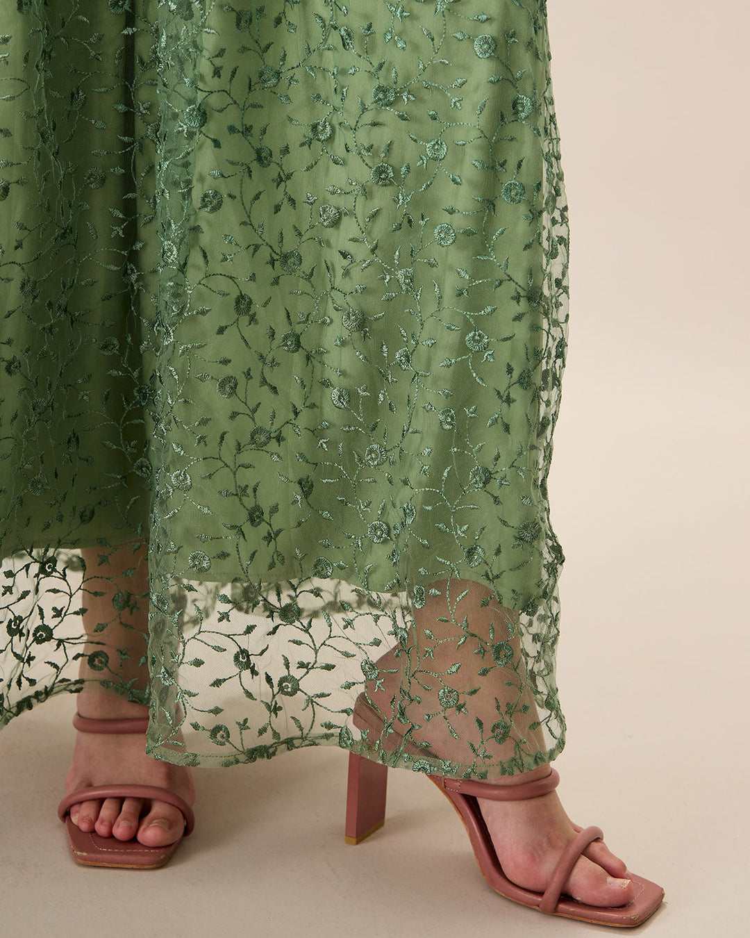 Fenna | Embroidery Mesh Slip Maxi Dress