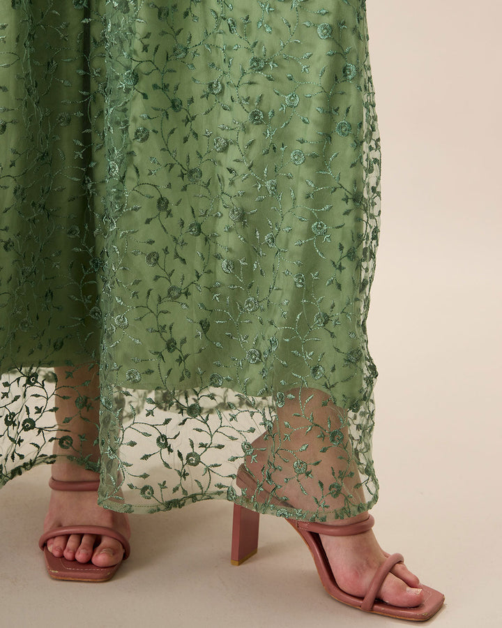 Fenna | Embroidery Mesh Slip Maxi Dress