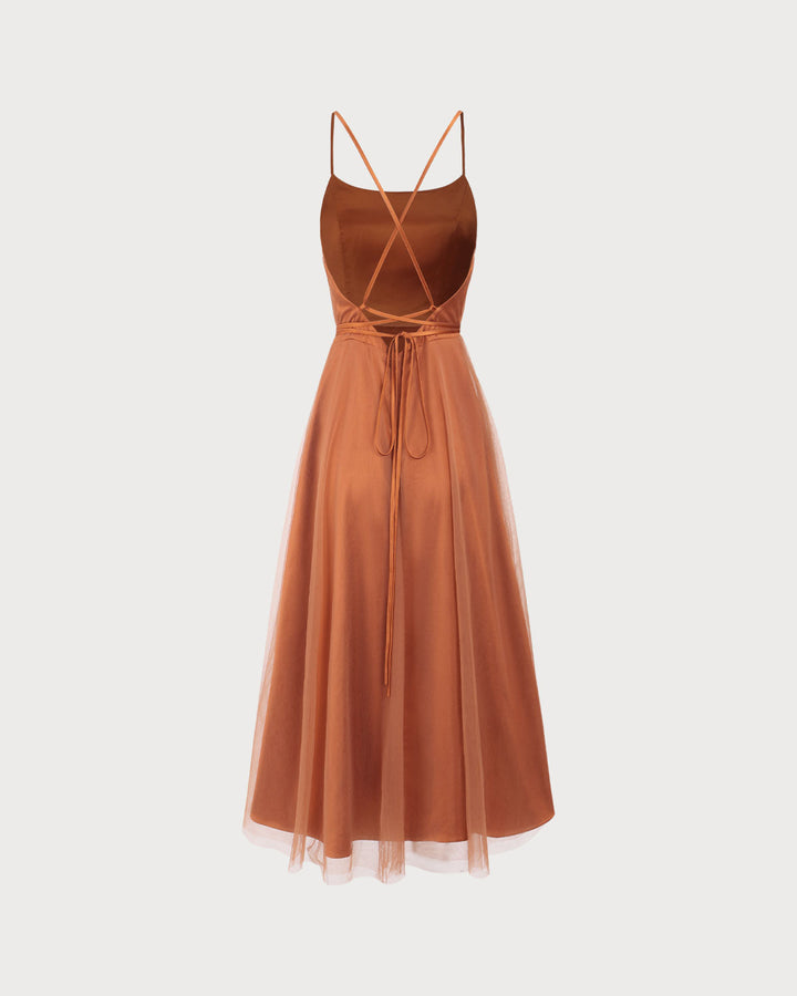 Selene | Spaghetti Strap Flowy Mesh Midi Dress