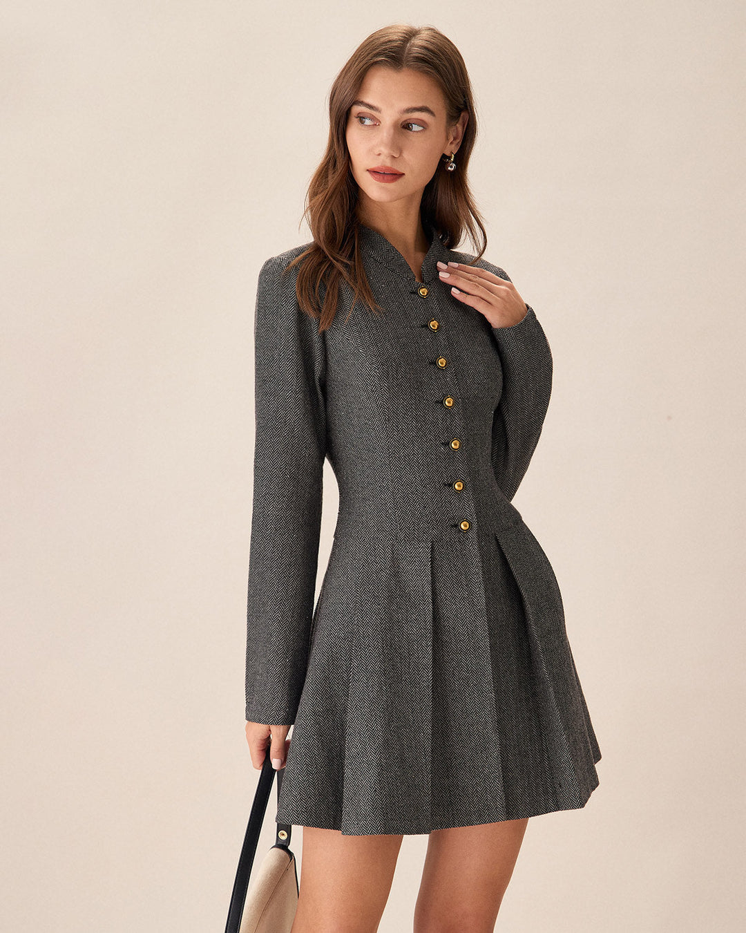 Naia | Button-Front Pleated Mini Dress