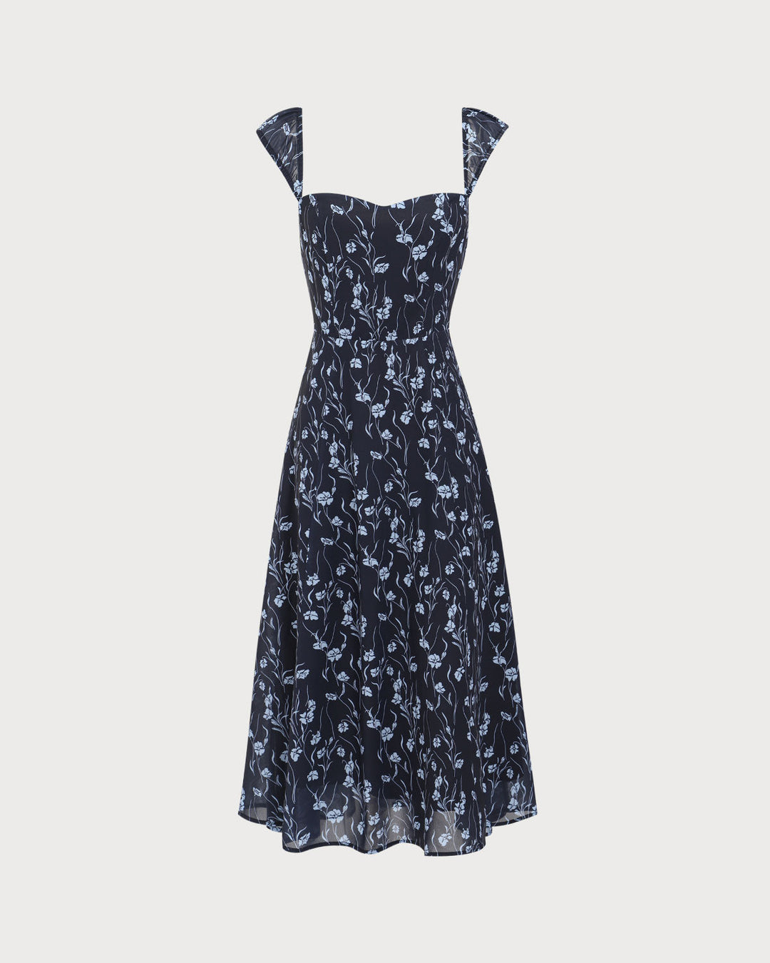 Margot | Floral Sweetheart Midi Dress