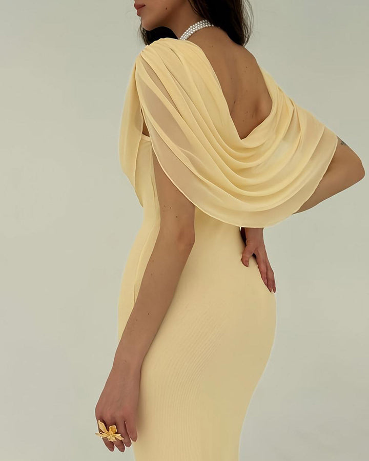 Solvei | Cowl Neck Sleeveless Yellow Maxi Dress