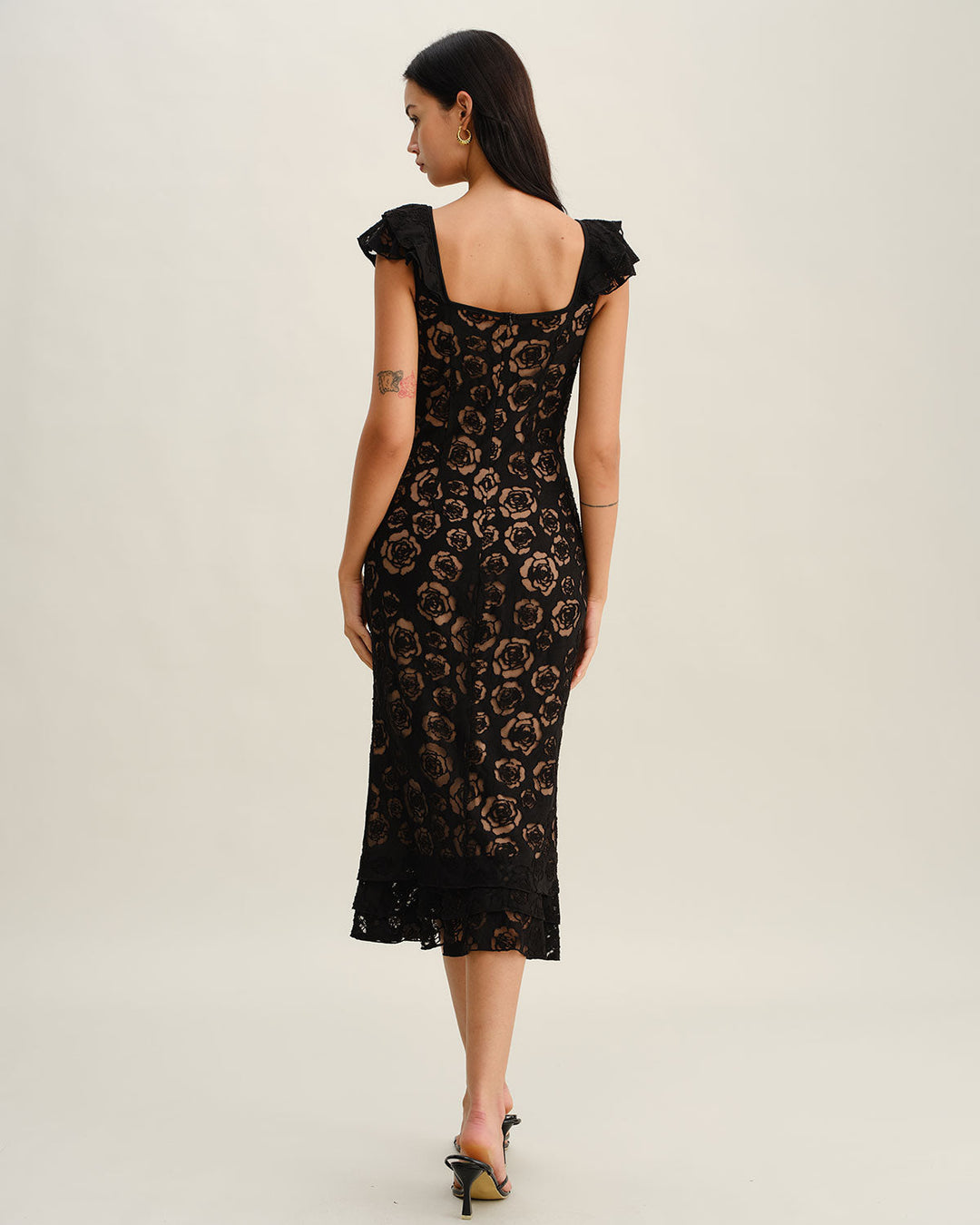 Ivy | Textured Ruffle Mermaid Midi Dress