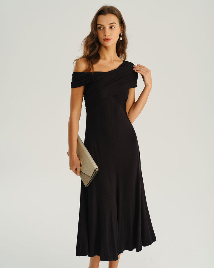 Zara | Sleeveless One-Shoulder A-Line Midi Dress