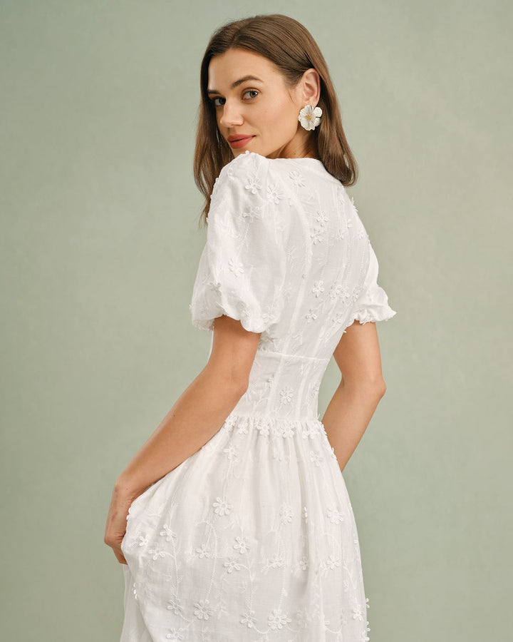 Willa | Floral Print Round Neck Midi Dress
