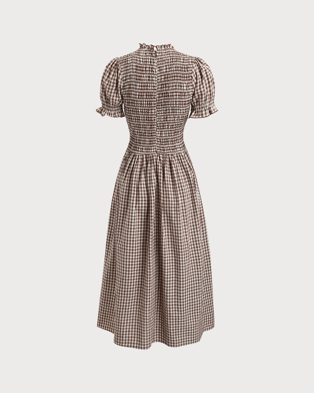 Tatum | Shirred Puffed Sleeve Plaid Midi Dress
