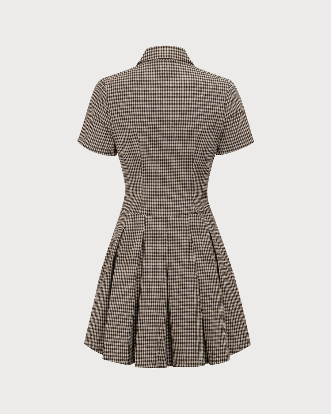 Imogen | Brown Plaid Lapel Pleated Mini Dress