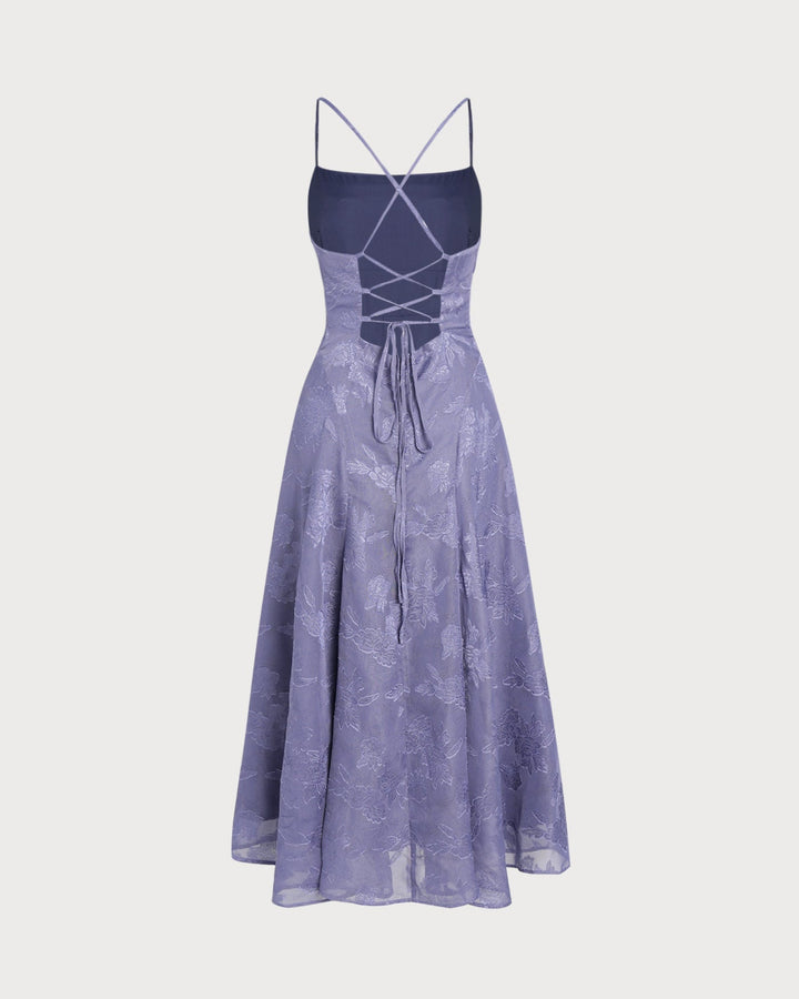 Sylvie | Spaghetti Strap Jacquard Slip Maxi Dress
