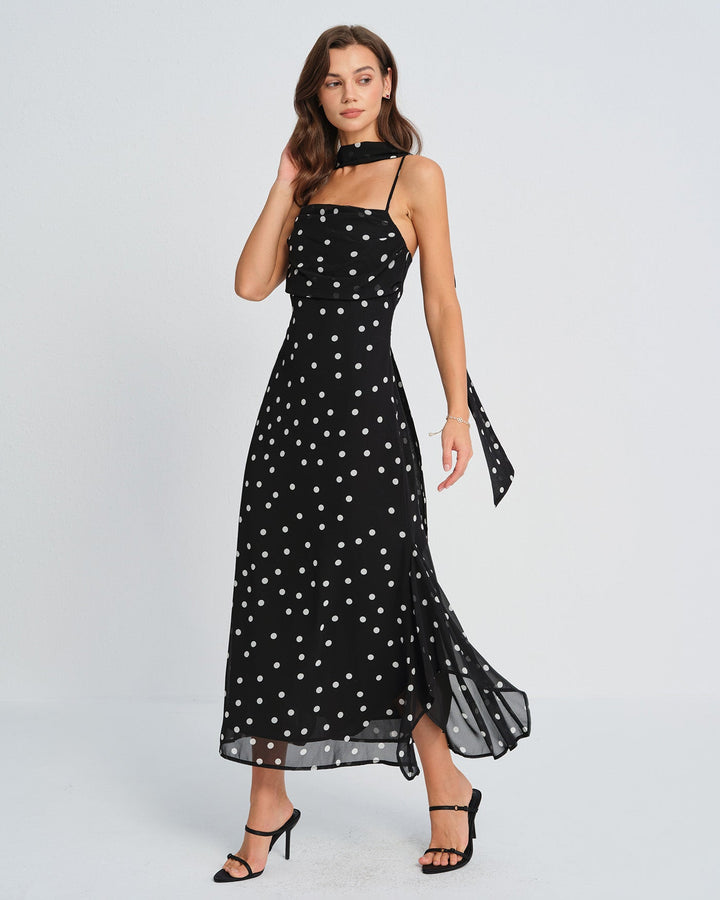 Simone | Polka Dot Slip Maxi Dress