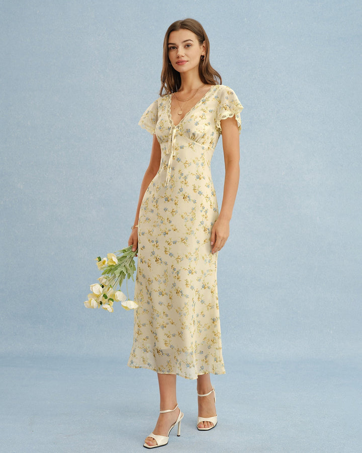 Tatum | V-Neck Lace Floral Maxi Dress