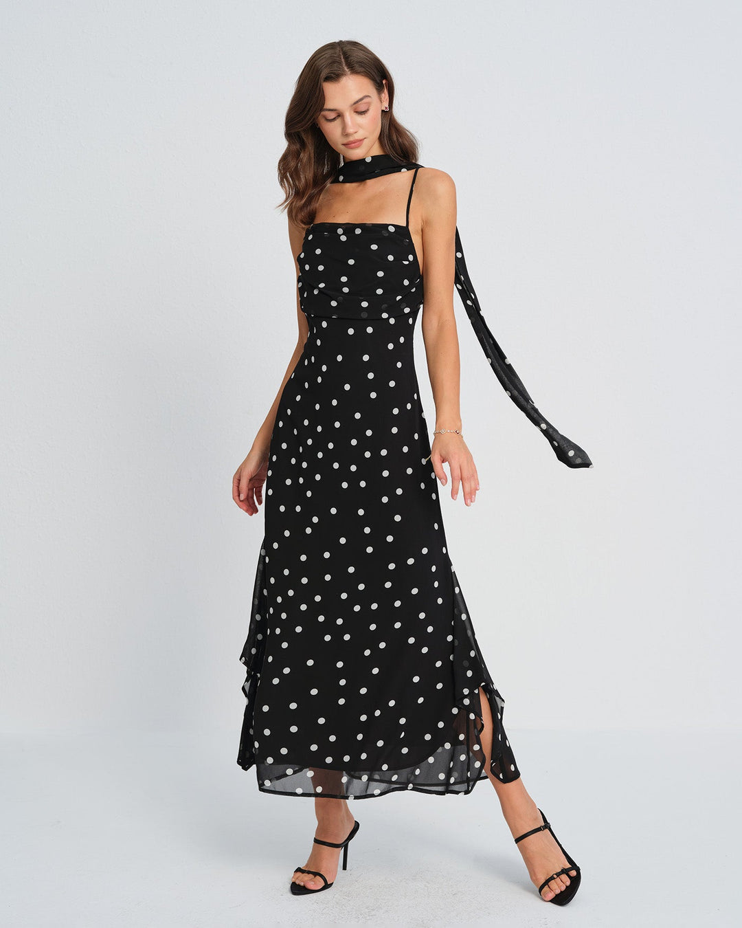 Simone | Polka Dot Slip Maxi Dress