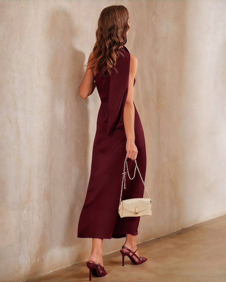 Esme | One-Shoulder Satin-Look Maxi Dress
