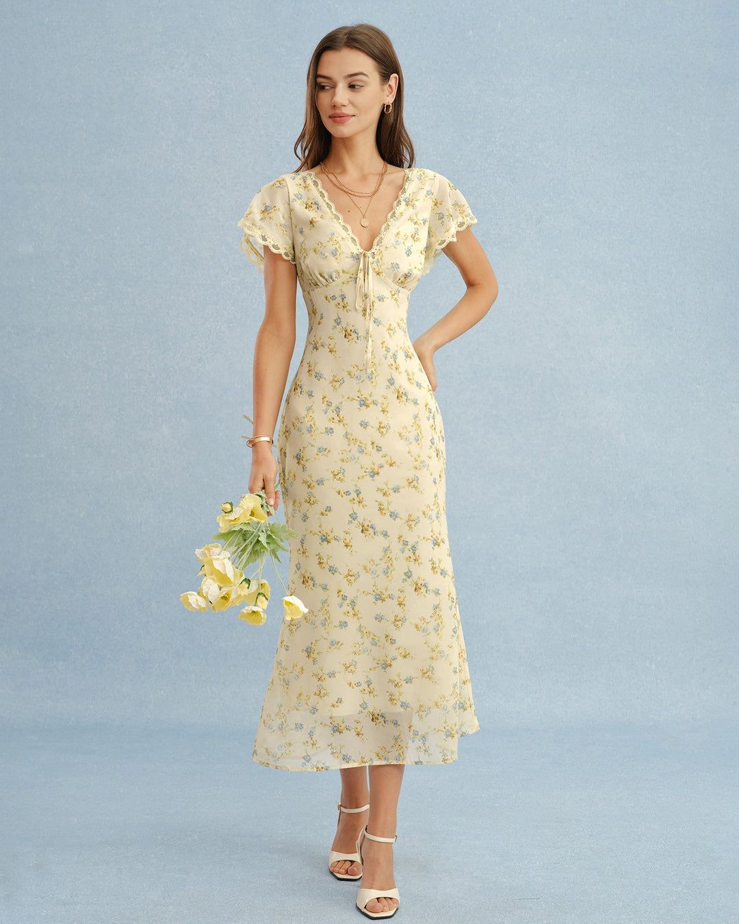 Tatum | V-Neck Lace Floral Maxi Dress