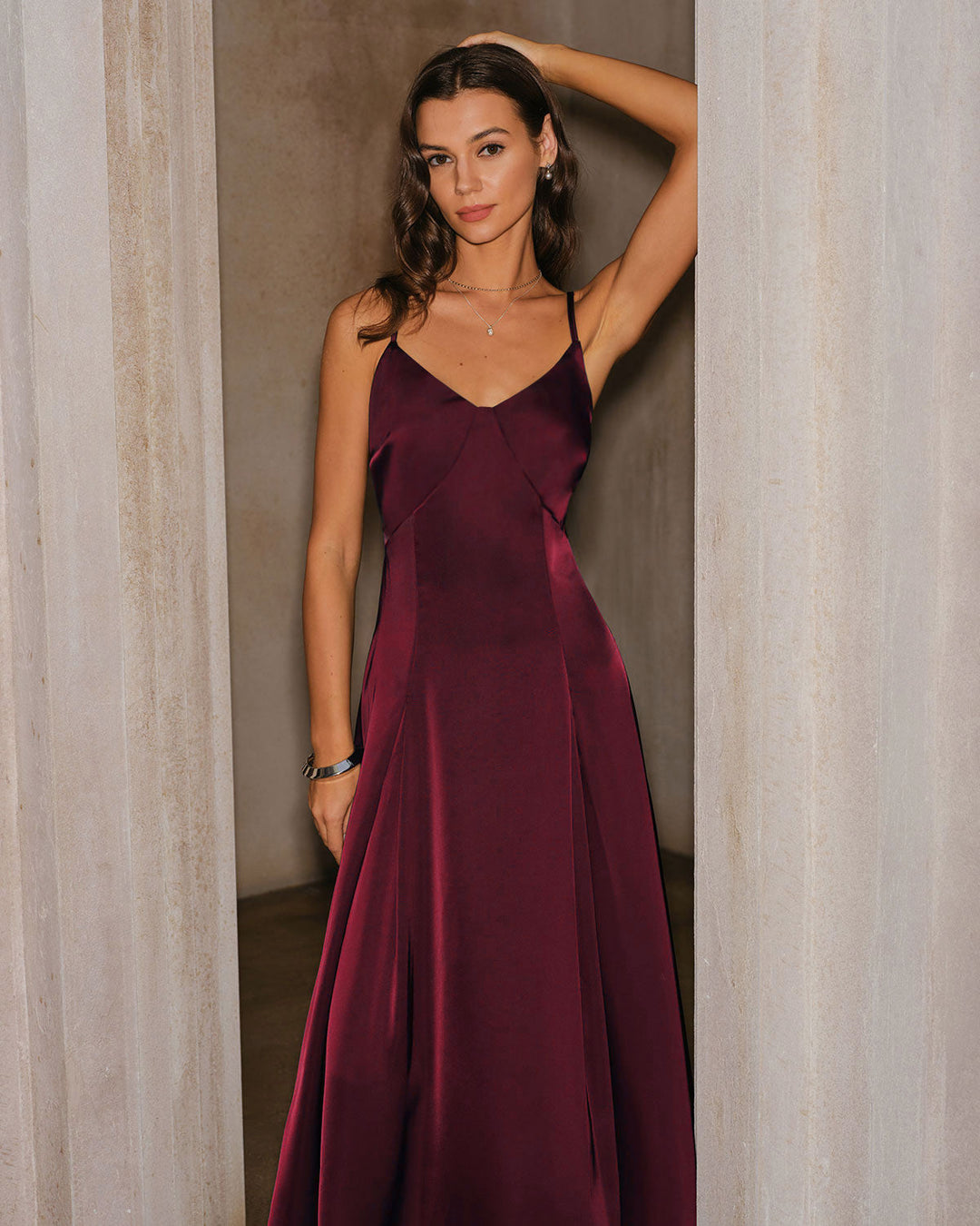 Dahlia | Spaghetti Strap Satin A-Line Maxi Dress