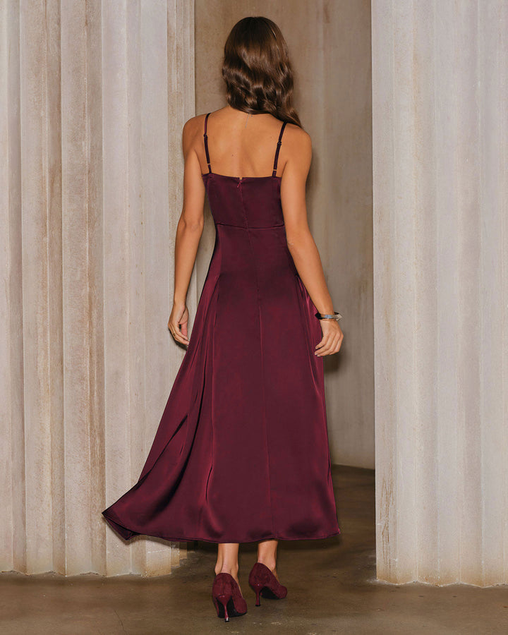 Dahlia | Spaghetti Strap Satin A-Line Maxi Dress