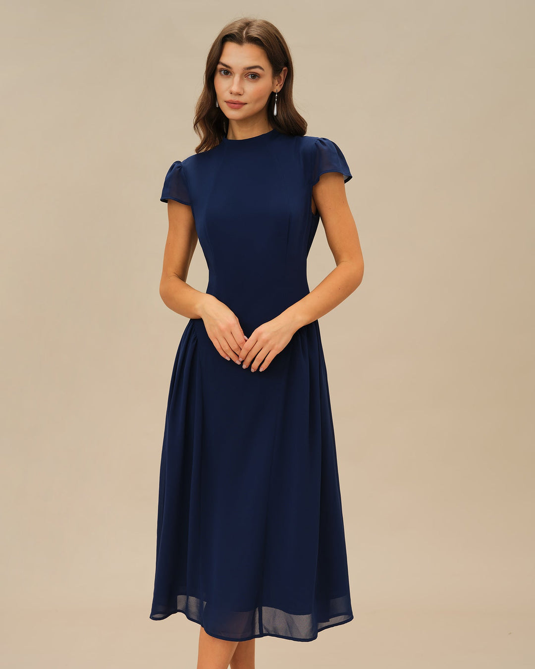 Anouk | Puffed Sleeve Blue Midi Dress