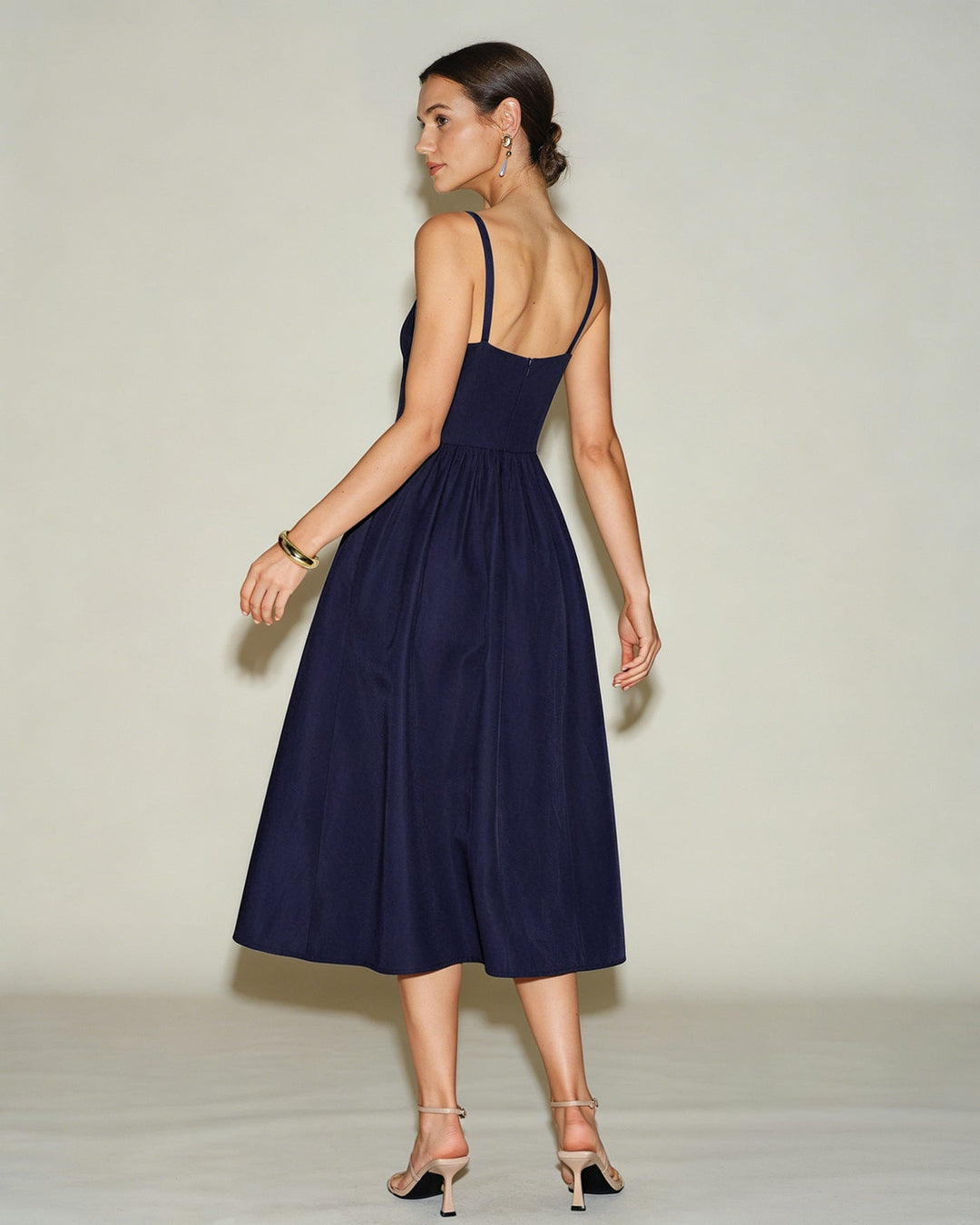 Clea | Spaghetti Strap A-Line Slip Midi Dress