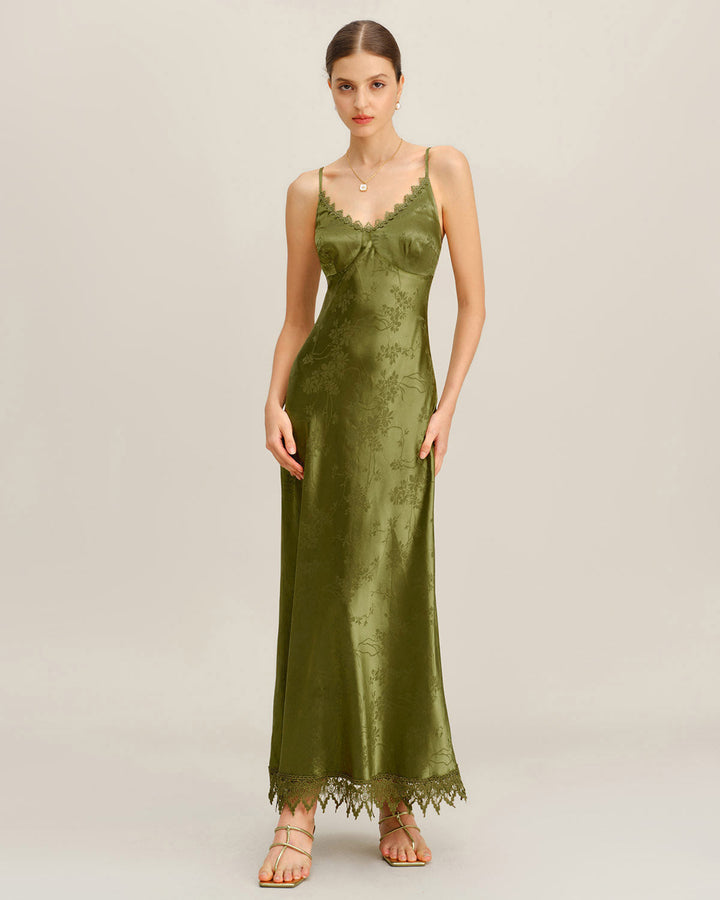 Nadine | Jacquard Corset Slip Maxi Dress