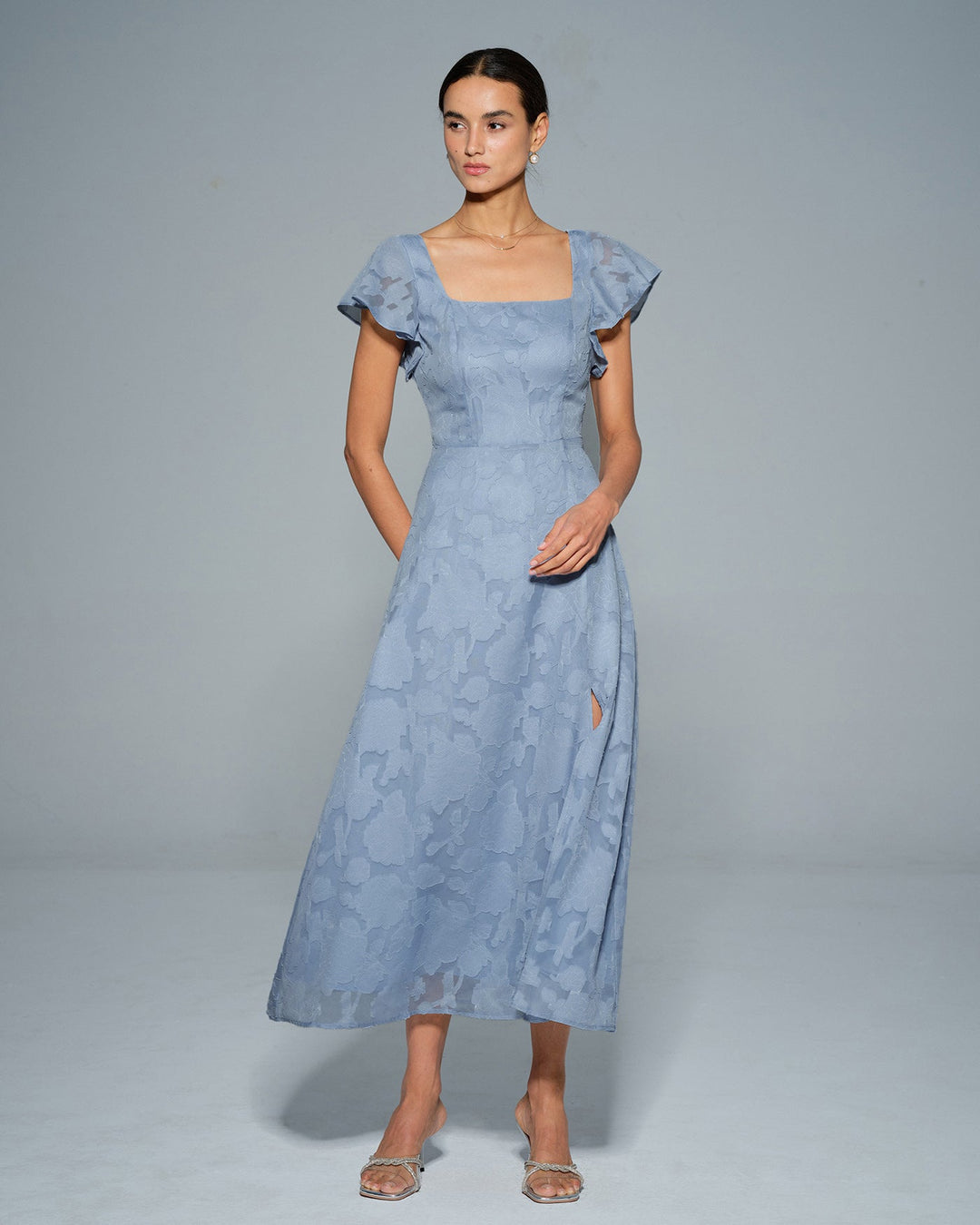 Edith | Floral Square Neck Midi Dress